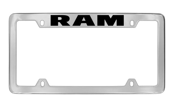 Dodge Ram Chrome Plated Metal Top Engraved License Plate Frame Holder