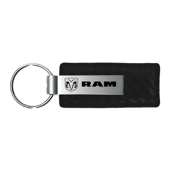 Dodge Ram Keychain & Keyring - Carbon Fiber Texture Leather