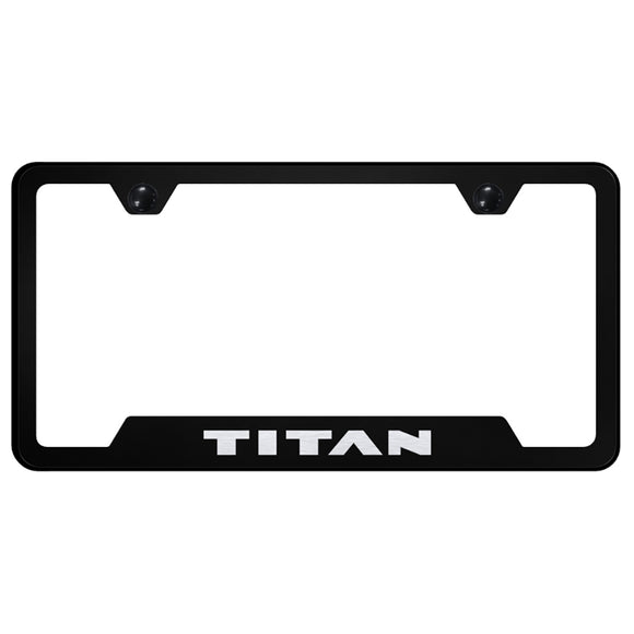 Nissan Titan License Plate Frame - Laser Etched Cut-Out Frame - Black