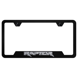 Ford Raptor License Plate Frame - Laser Etched Cut-Out Frame - Black