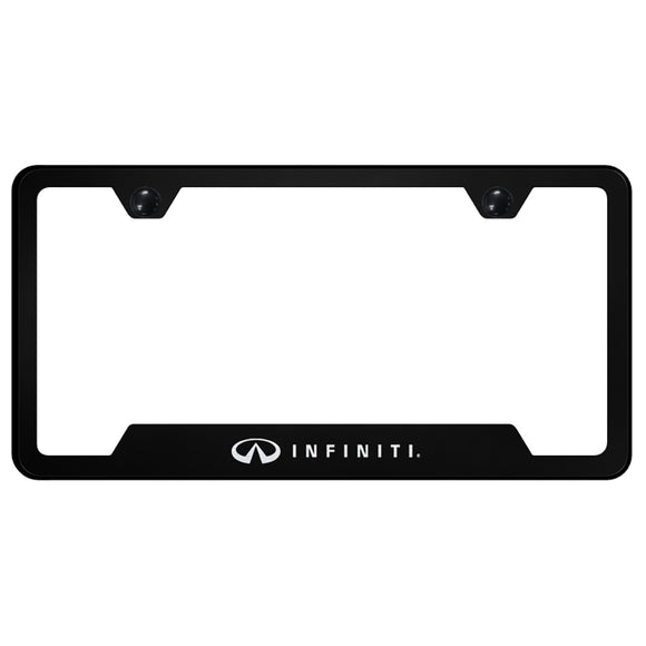 Infiniti License Plate Frame - Laser Etched Cut-Out Frame - Black