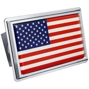 US Flag Chrome Trailer Hitch Plug