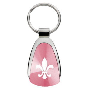 Fleur-De-Lis Keychain & Keyring - Pink Teardrop