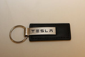 Tesla Keychain & Keyring - Black Premium Leather