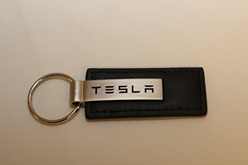 Tesla Keychain & Keyring - Black Premium Leather
