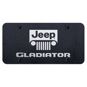 Jeep Gladiator Name and Logo License Plate - Etched Rugged Black