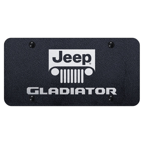 Jeep Gladiator Name and Logo License Plate - Etched Rugged Black