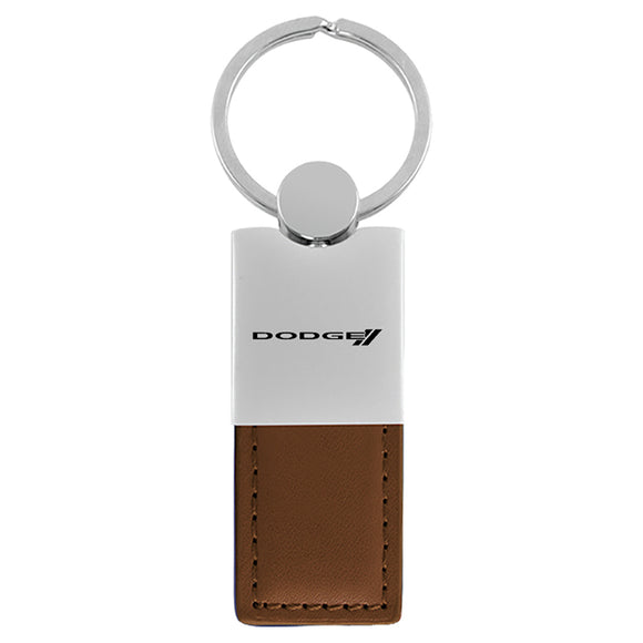 Dodge Stripe Keychain & Keyring - Duo Premium Brown Leather