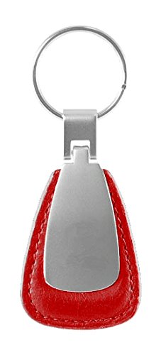 Metal Promotional Keychain & Keyring - Red Leather Teardrop