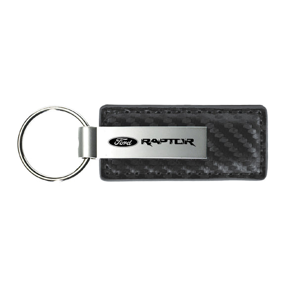 Ford Raptor Keychain & Keyring - Gun Metal Carbon Fiber Texture Leather