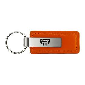 Jeep Grill Keychain & Keyring - Orange Premium Leather