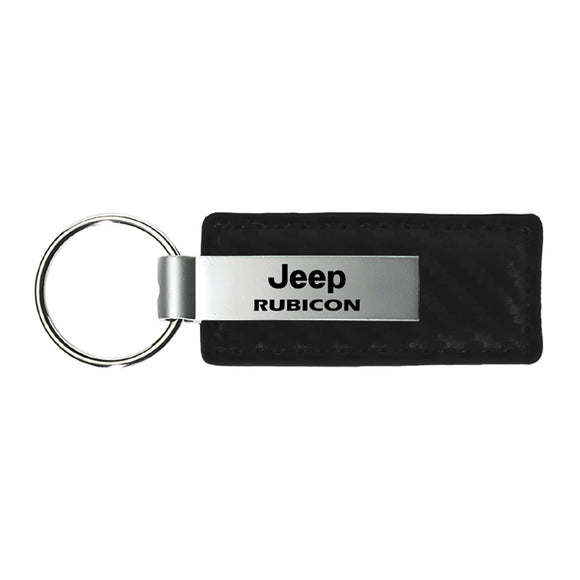 Jeep Rubicon Keychain & Keyring - Carbon Fiber Texture Leather