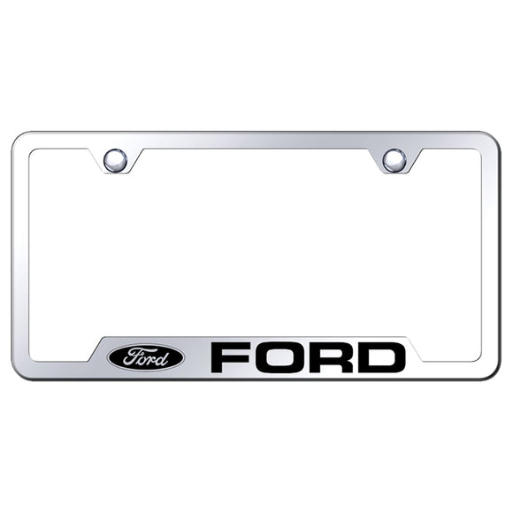 Ford License Plate Frame - Laser Etched Cut-Out Frame - Stainless Steel