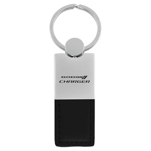 Dodge Charger Keychain & Keyring - Duo Premium Black Leather