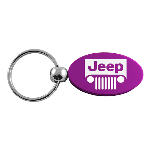 Jeep Grill Keychain & Keyring - Purple Oval