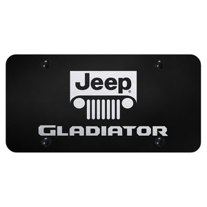 Jeep Gladiator Name and Logo License Plate - Laser Etched Black