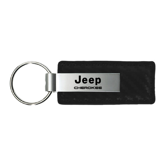 Jeep Cherokee Keychain & Keyring - Carbon Fiber Texture Leather