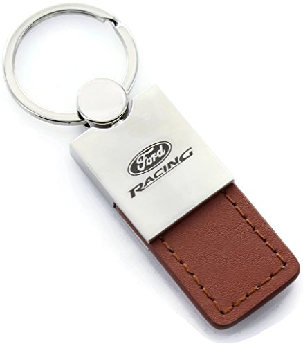 Ford Racing Keychain & Keyring - Duo Premium Brown Leather