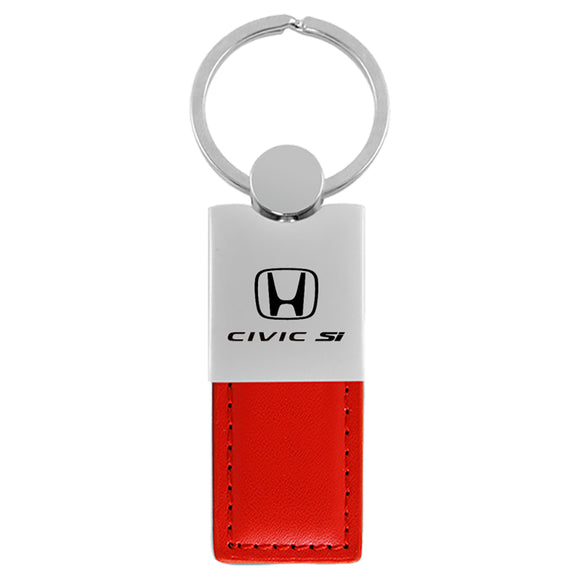 Honda Civic Si Keychain & Keyring - Duo Premium Red Leather