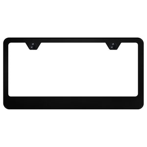 Blank License Plate Frame - 2 Hole Wide Bottom Frame - Black Powder-Coated Stainless Steel