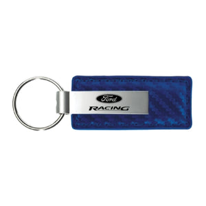 Ford Racing Keychain & Keyring - Blue Carbon Fiber Texture Leather
