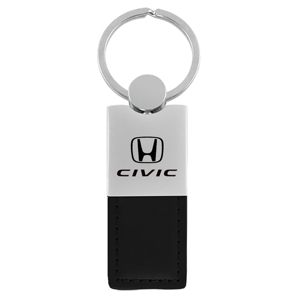 Honda Civic Keychain & Keyring - Duo Premium Black Leather