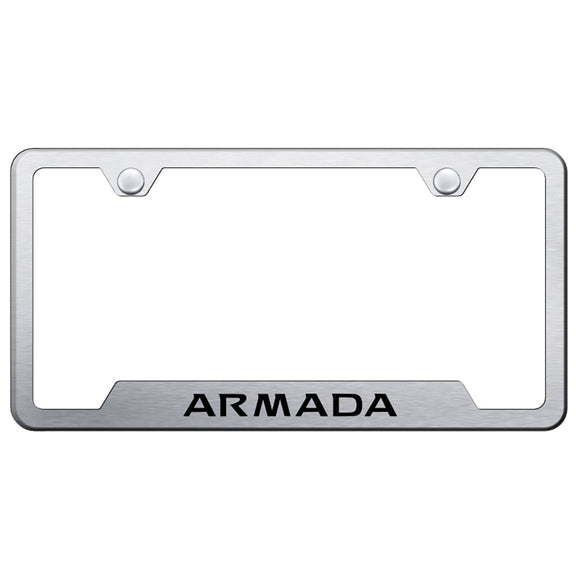 Nissan Armada License Plate Frame - Laser Etched Cut-Out Frame - Brushed