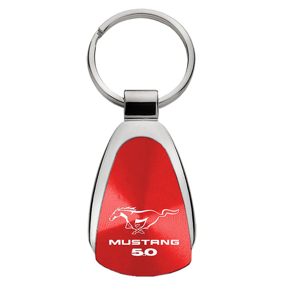 Ford Mustang 5.0 Keychain & Keyring - Red Teardrop