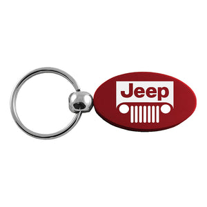 Jeep Grill Keychain & Keyring - Burgundy Oval
