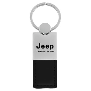 Jeep Cherokee Keychain & Keyring - Duo Premium Black Leather