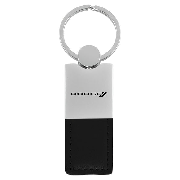 Dodge Stripe Keychain & Keyring - Duo Premium Black Leather