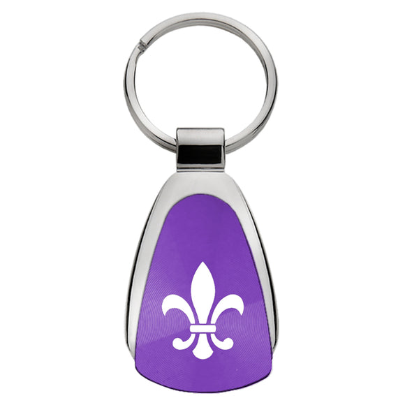 Fleur-De-Lis Keychain & Keyring - Purple Teardrop