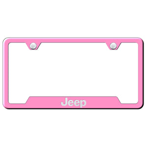 Jeep License Plate Frame - Laser Etched Cut-Out Frame - Pink