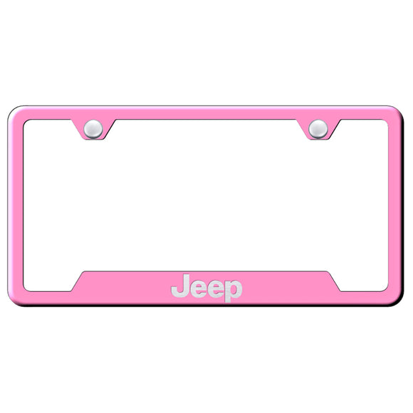 Jeep License Plate Frame - Laser Etched Cut-Out Frame - Pink