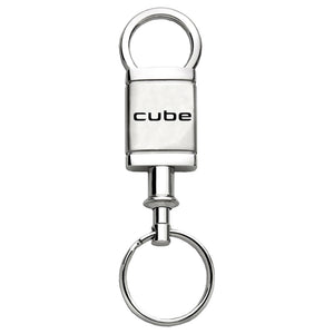 Nissan Cube Satin-Chrome Valet Key Fob Authentic Logo Key Chain Key Ring Keychain Lanyard