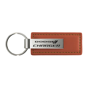 Dodge Charger Keychain & Keyring - Brown Premium Leather