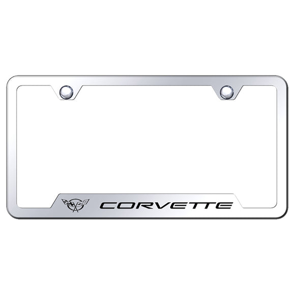 Chevrolet Corvette C5 License Plate Frame - Laser Etched Chrome Cut-Out Frame - Stainless Steel
