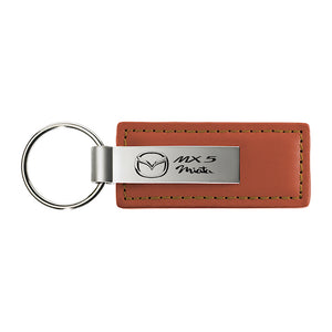 Mazda Miata MX-5 Keychain & Keyring - Brown Premium Leather