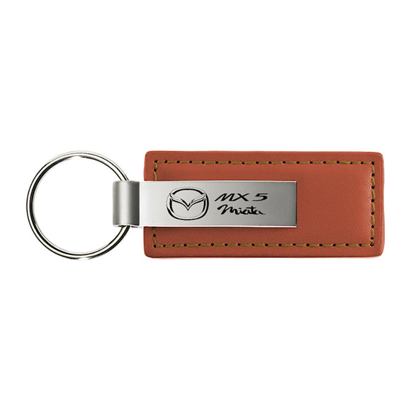 Mazda Miata MX-5 Keychain & Keyring - Brown Premium Leather