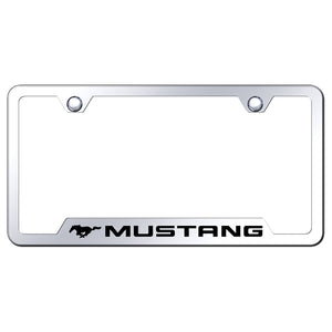 Ford Mustang License Plate Frame - Laser Etched Cut-Out Frame - Stainless Steel