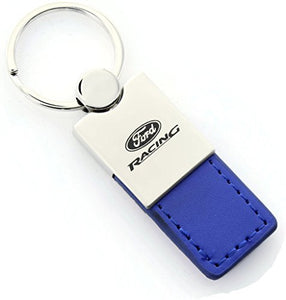 Ford Racing Keychain & Keyring - Duo Premium Blue Leather