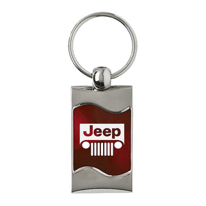 Jeep Grill Keychain & Keyring - Burgundy Wave