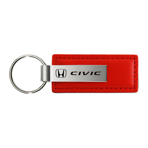 Honda Civic Keychain & Keyring - Red Premium Leather