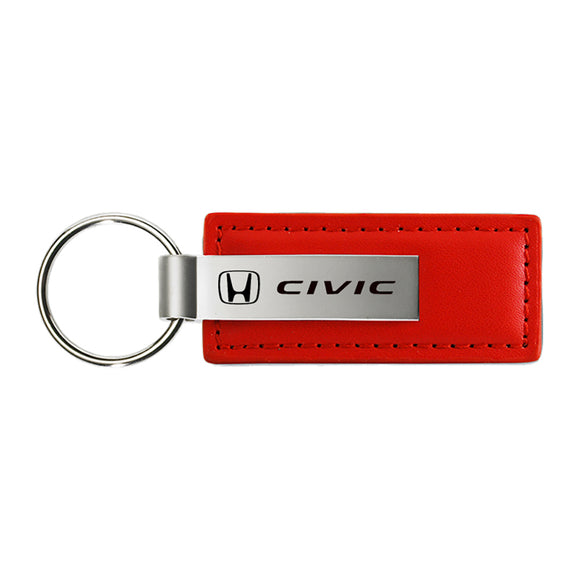 Honda Civic Keychain & Keyring - Red Premium Leather