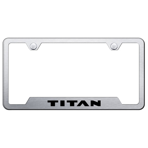 Nissan Titan License Plate Frame - Laser Etched Cut-Out Frame - Brushed