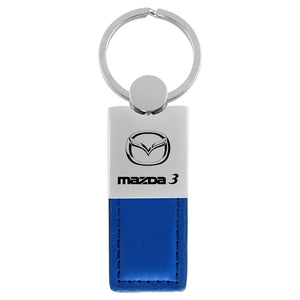 Mazda 3 Keychain & Keyring - Duo Premium Blue Leather