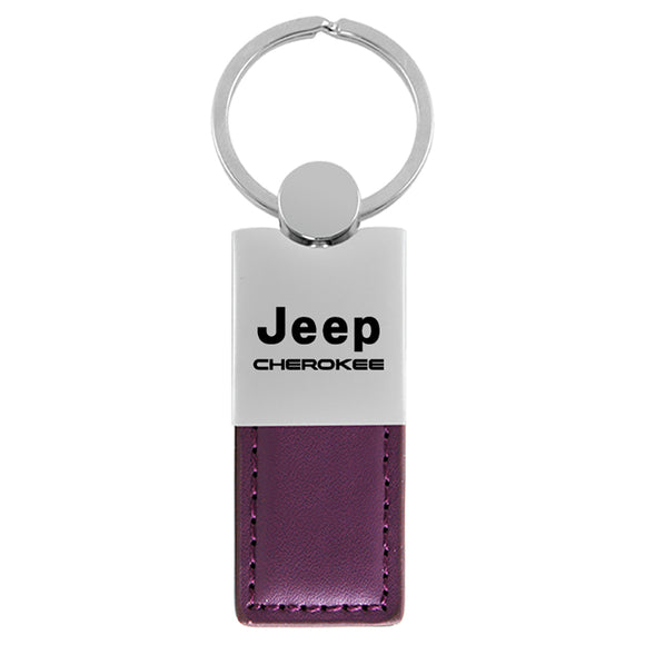 Jeep Cherokee Keychain & Keyring - Duo Premium Purple Leather