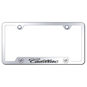 Cadillac License Plate Frame - Laser Etched Cut-Out Frame - Stainless Steel