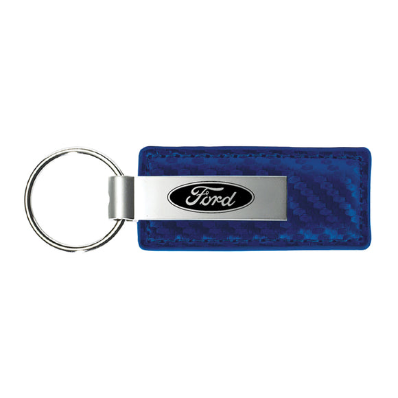 Ford Keychain & Keyring - Blue Carbon Fiber Texture Leather