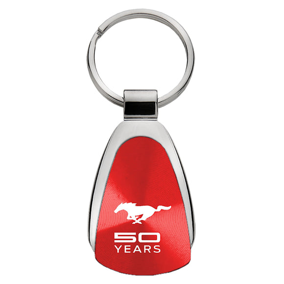 Ford Mustang 50 Year Keychain & Keyring - Red Teardrop